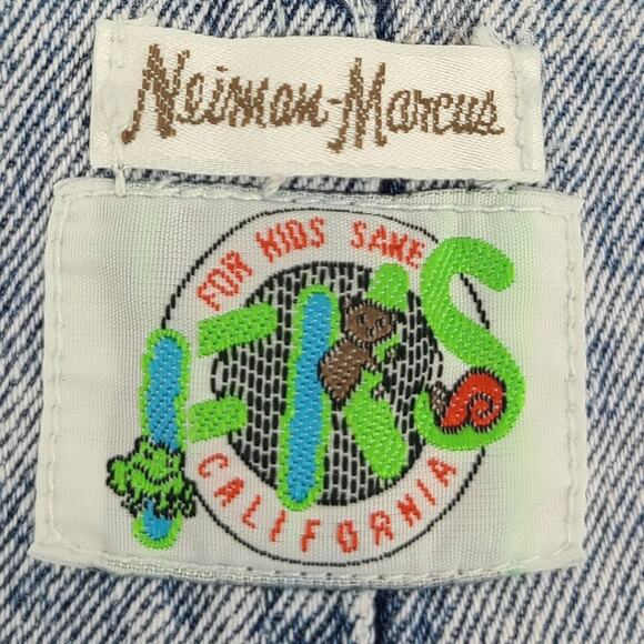 Vintage 80s NEIMAN MARCUS Girl's Acid Wash Lace Denim Jean Overalls 4T RARE 2929 - Picture 3 of 14